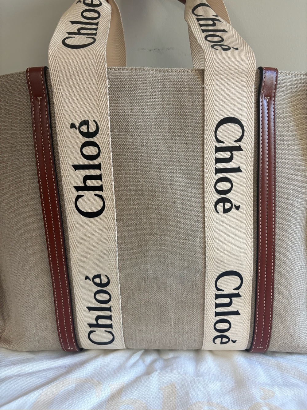 Chloé Large “WOODY” Canvas Tote - Picture 4 of 10